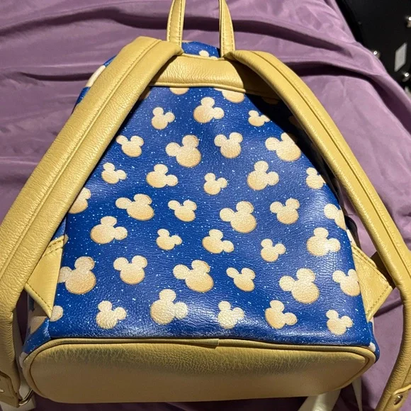 Loungefly Blue and Tan Mickey Mouse Backpack - Picture 2 of 2